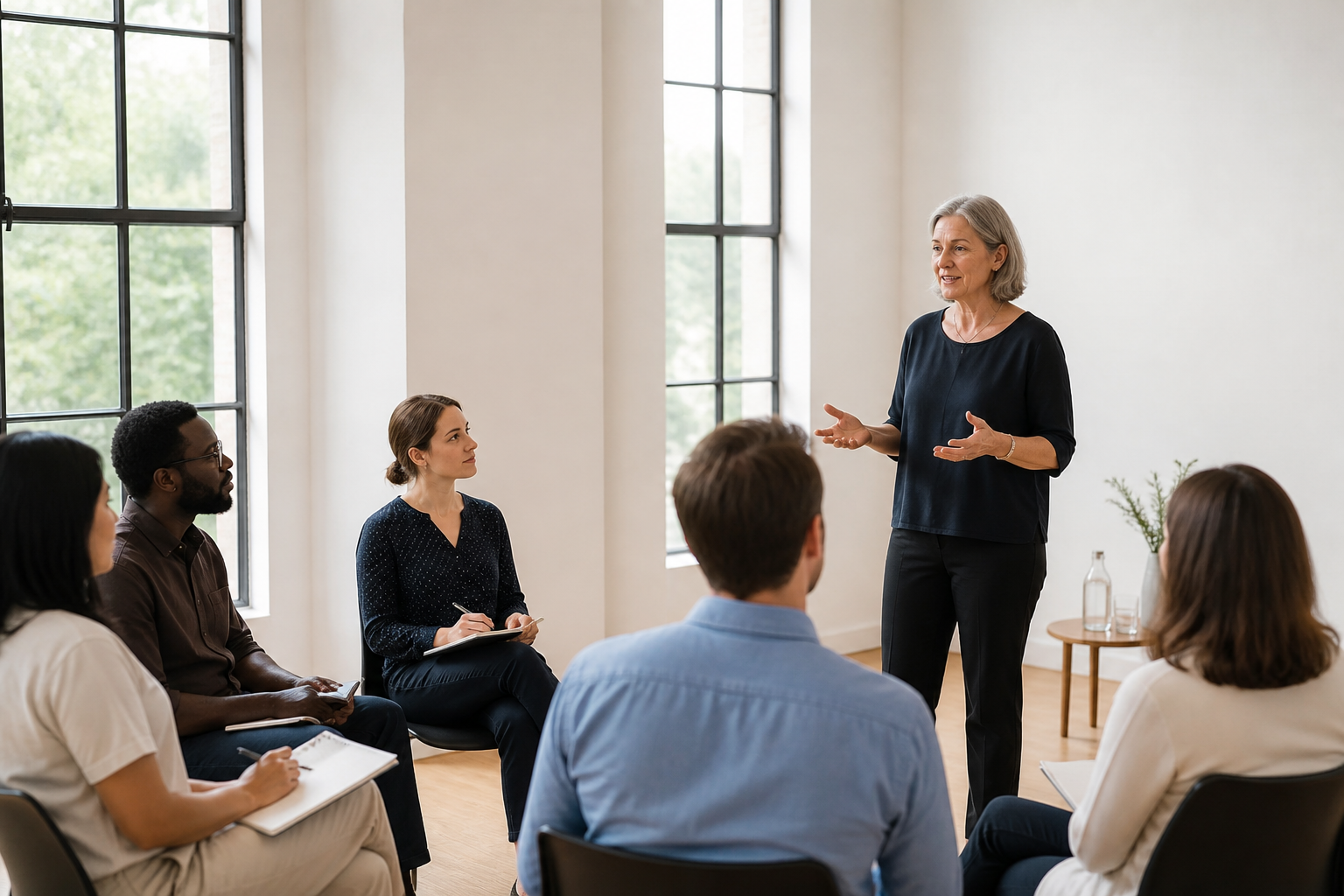 Expert leading a small masterclass group