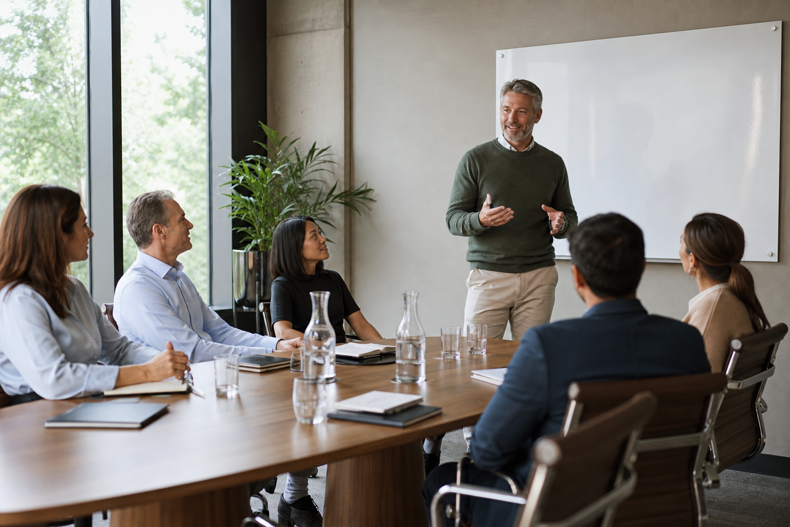 Executive seminar around a conference table