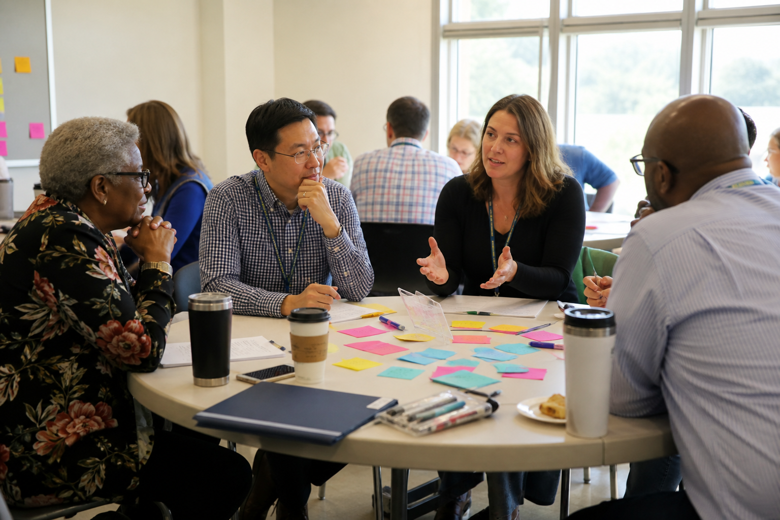 Faculty workshop around a discussion table